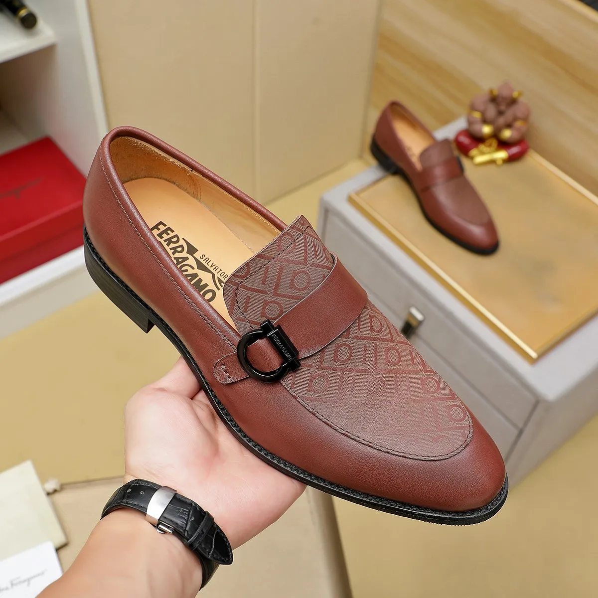 Men's shoes 💰460 Ferragamo [Ferragamo] top imported suit men's shoes 💯Original copy of the official website, product materials: selected imported embossed calfskin + luxury hardware buckle accessories ~ imported water-dyed cow 🐂 leather lining. Strong three-dimensional visual effect, original combination outsole, multiple colors available😘 Size: 39-44 (38.45.46. Customized)